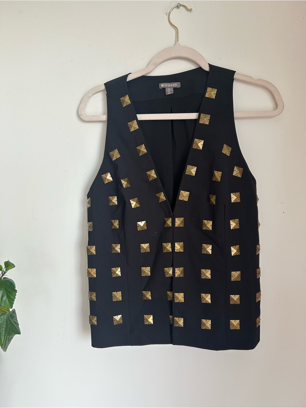 Black Sleeveless Vest with Gold Studs